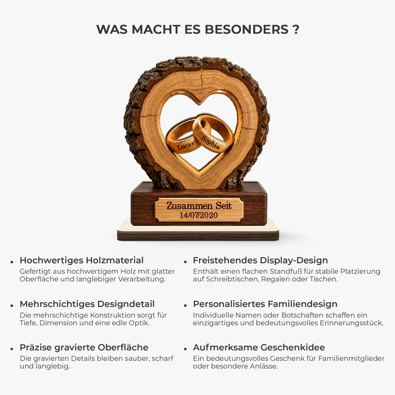[3D-Optik] Für Immer Zusammen - Personalisierte Geschenke Paar | Holzaufsteller Mit Standfuß