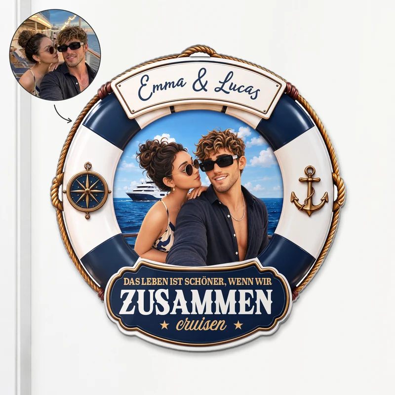Das Leben Ist Schöner Wenn Wir Zusammen Cruisen - Acryl Kühlschrankmagnet Personalisiert Paar