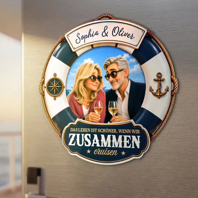 Das Leben Ist Schöner Wenn Wir Zusammen Cruisen - Acryl Kühlschrankmagnet Personalisiert Paar