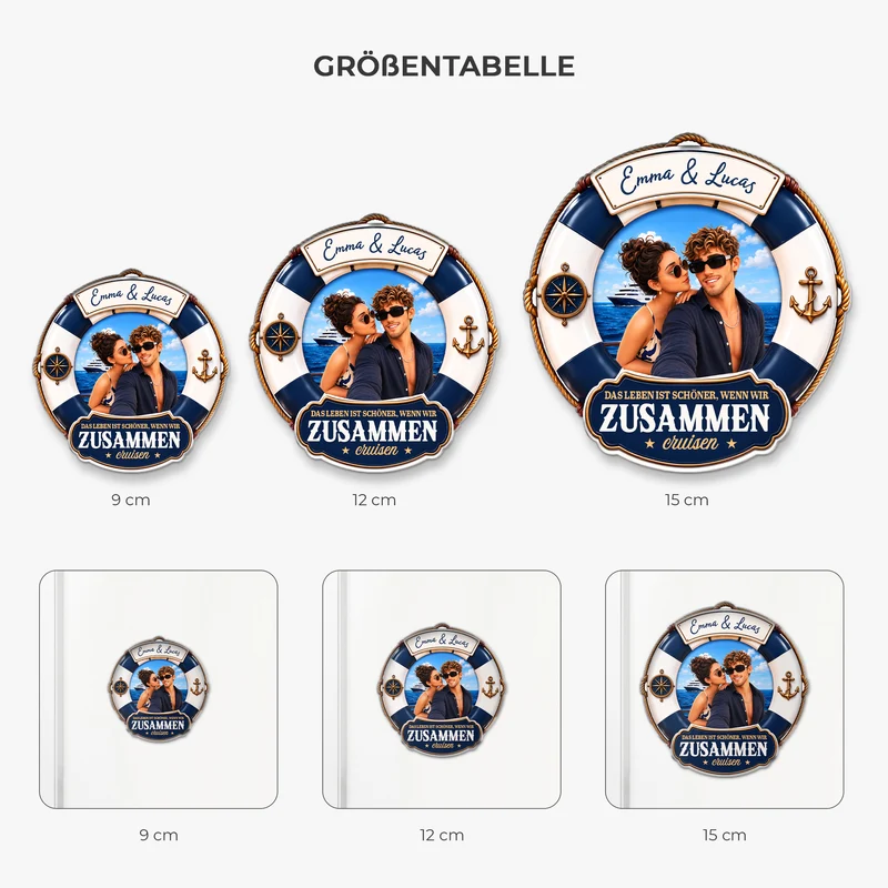 Das Leben Ist Schöner Wenn Wir Zusammen Cruisen - Acryl Kühlschrankmagnet Personalisiert Paar