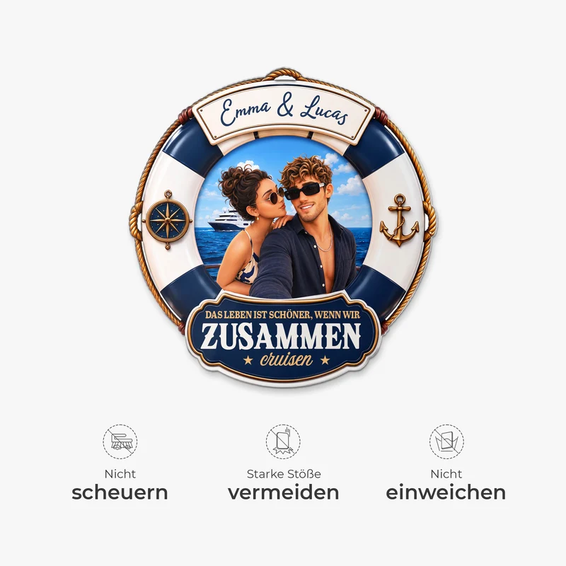 Das Leben Ist Schöner Wenn Wir Zusammen Cruisen - Acryl Kühlschrankmagnet Personalisiert Paar