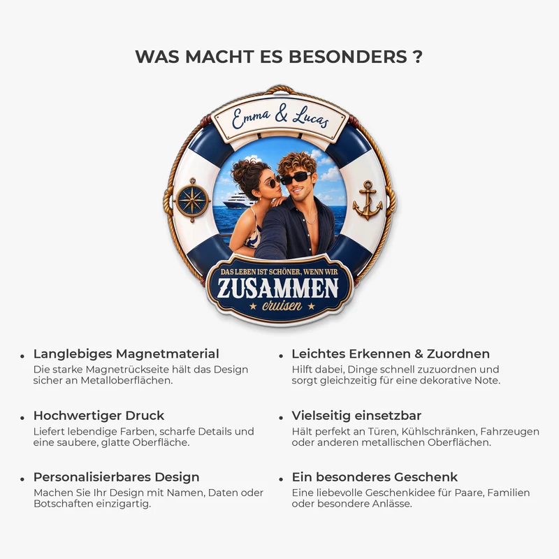 Das Leben Ist Schöner Wenn Wir Zusammen Cruisen - Acryl Kühlschrankmagnet Personalisiert Paar