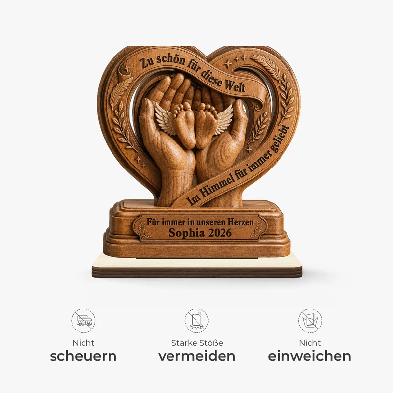 Zu Schön Für Diese Welt Im Himmel Für Immer Geliebt - Holzaufsteller Personalisiert Mit Standfuß Sternenkinder Zur Erinnerung