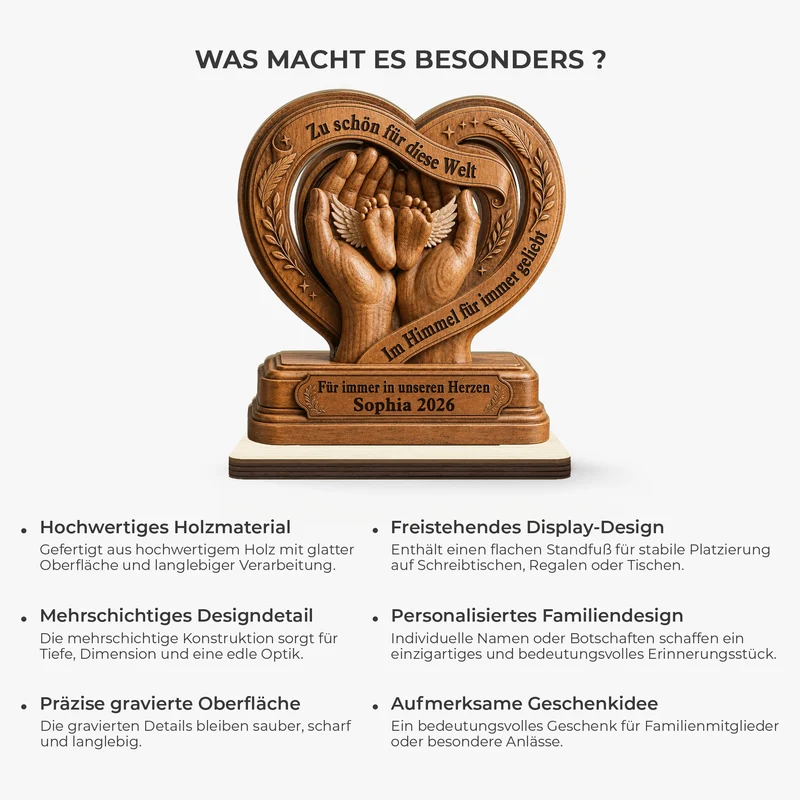 Zu Schön Für Diese Welt Im Himmel Für Immer Geliebt - Holzaufsteller Personalisiert Mit Standfuß Sternenkinder Zur Erinnerung