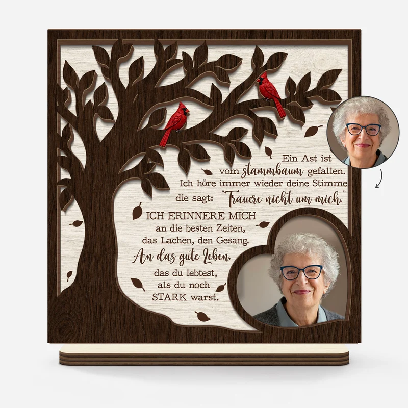 Ein Ast Ist Vom Stammbaum Gefallen - Personalisierte Trauergeschenke | Holzaufsteller Mit Standfuß Papa Mama
