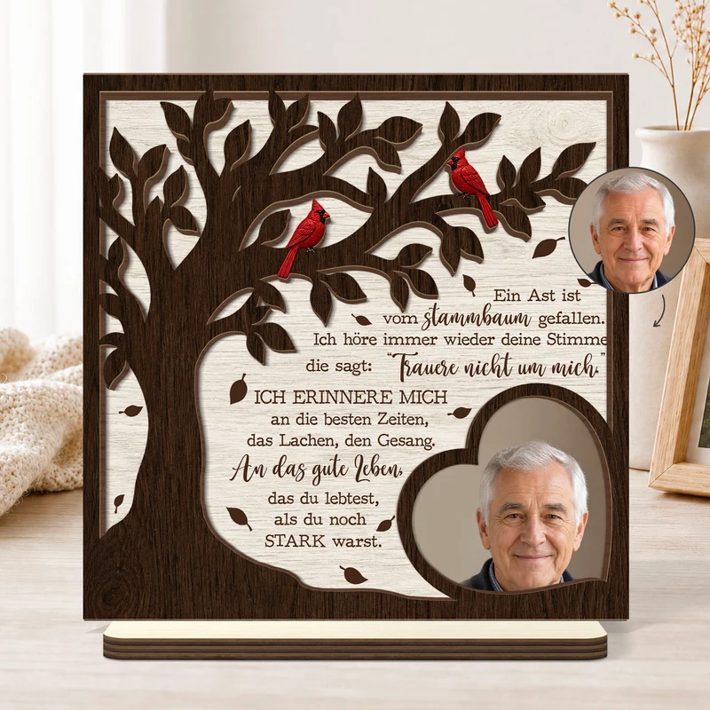 Ein Ast Ist Vom Stammbaum Gefallen - Personalisierte Trauergeschenke | Holzaufsteller Mit Standfuß Papa Mama