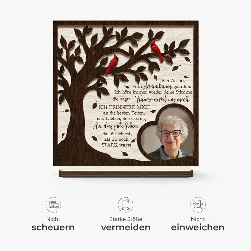 Ein Ast Ist Vom Stammbaum Gefallen - Personalisierte Trauergeschenke | Holzaufsteller Mit Standfuß Papa Mama
