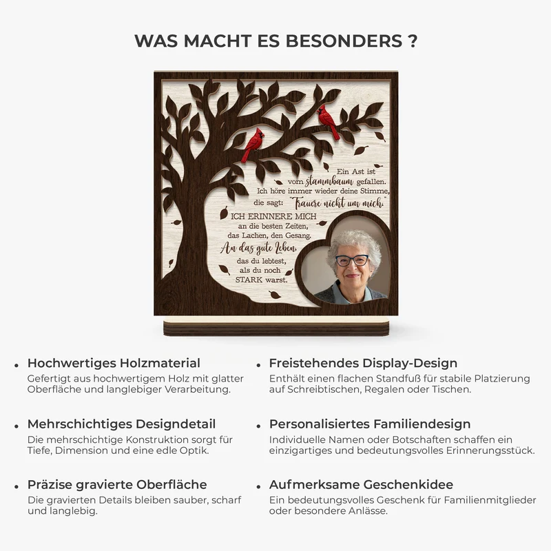 Ein Ast Ist Vom Stammbaum Gefallen - Personalisierte Trauergeschenke | Holzaufsteller Mit Standfuß Papa Mama