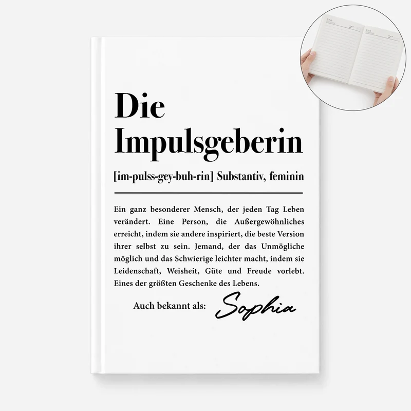 Die Impulsgeberin Bedeutung - Personalisierte Geschenke Lehrerin | Notizbuch A5