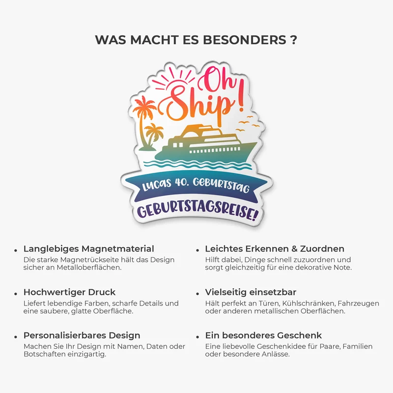 Oh Ship - Personalisierte Geburtstagsgeschenke | Acryl Magnet Sommer