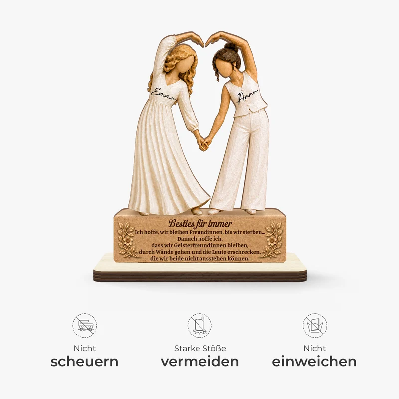 [3D-Optik] Beste Freundinnen Für Immer - Personalisiertes Geschenk | Holzaufsteller Mit Standfuß Schwester