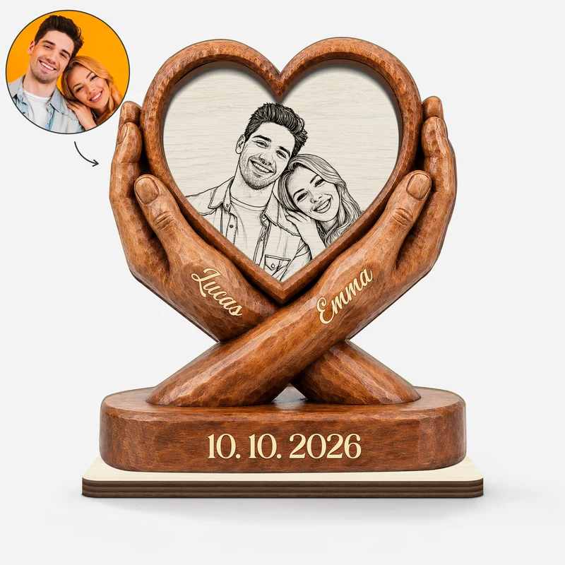 Paar AI Bild Generator - Personalisiertes Geschenk | Holzaufsteller Mit Standfuß