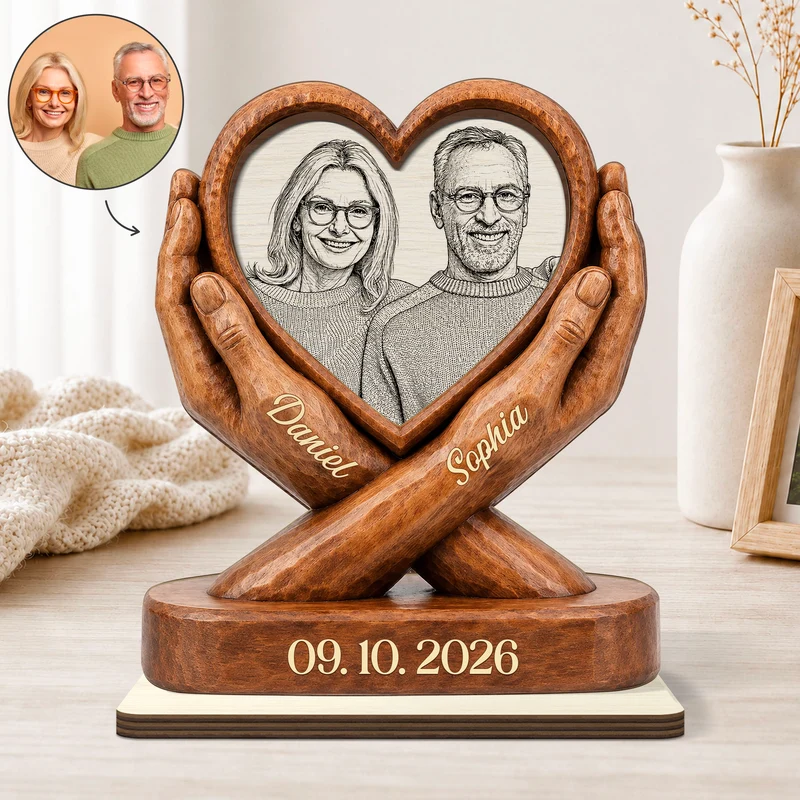 Paar AI Bild Generator - Personalisiertes Geschenk | Holzaufsteller Mit Standfuß