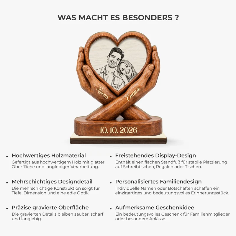 Paar AI Bild Generator - Personalisiertes Geschenk | Holzaufsteller Mit Standfuß