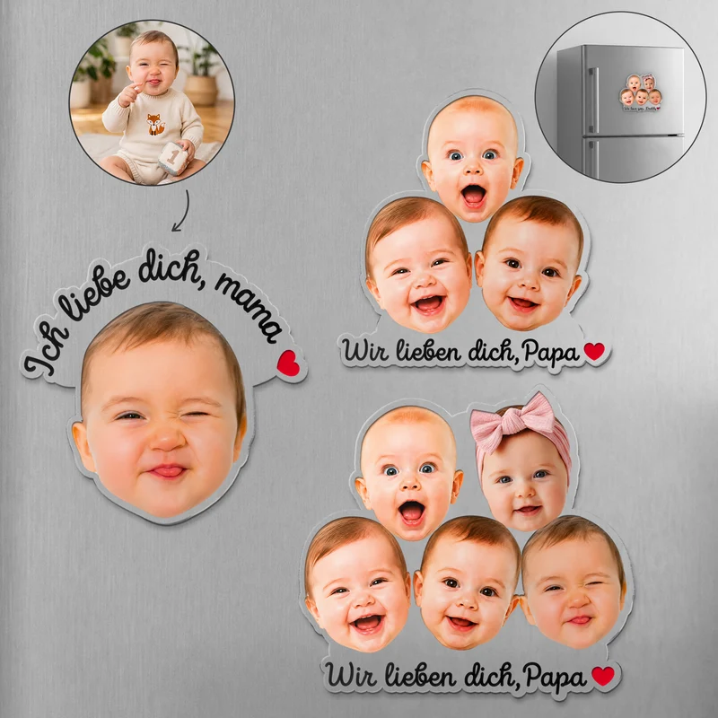 Wir Lieben Dich - Personalisierte Geschenke Kinder | Acryl Magnet Mit Gesicht
