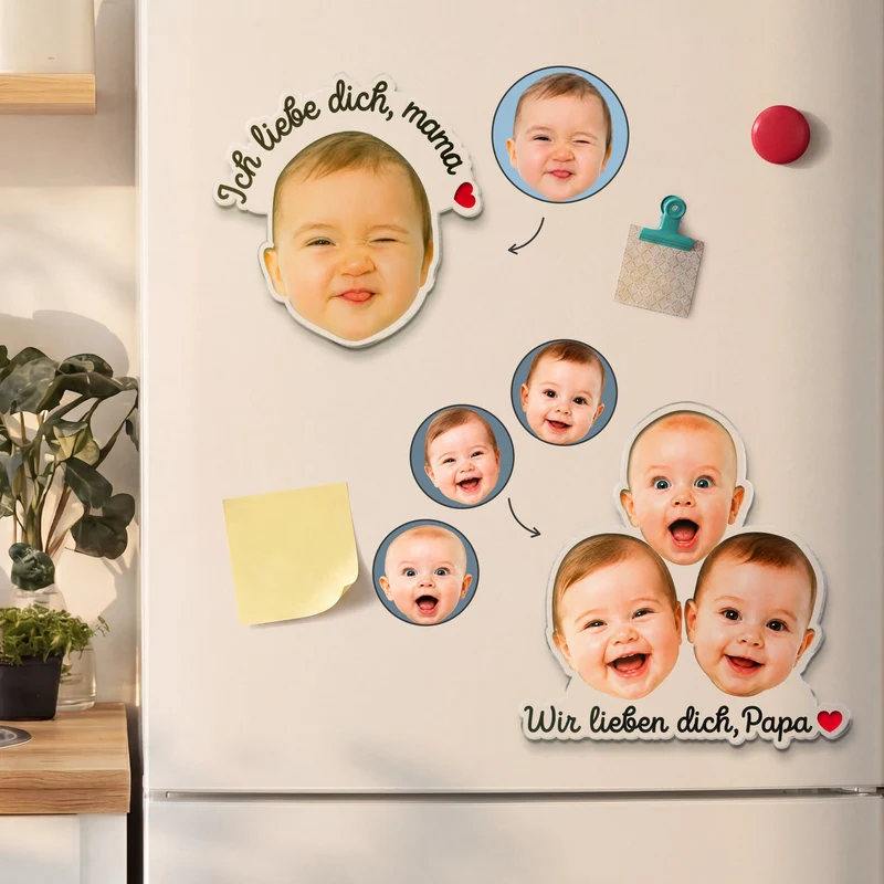 Wir Lieben Dich - Personalisierte Geschenke Kinder | Acryl Magnet Mit Gesicht