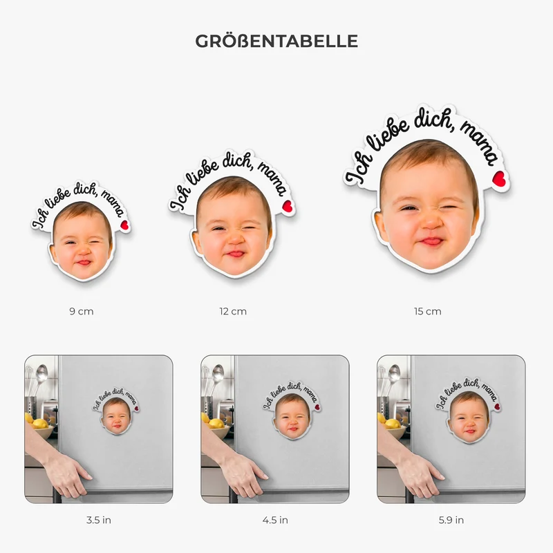 Wir Lieben Dich - Personalisierte Geschenke Kinder | Acryl Magnet Mit Gesicht