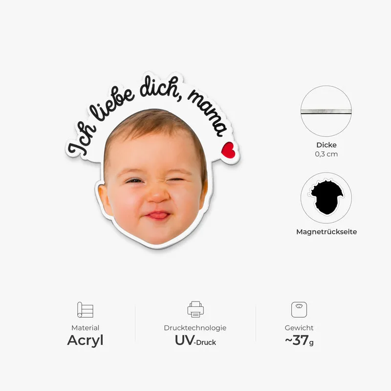 Wir Lieben Dich - Personalisierte Geschenke Kinder | Acryl Magnet Mit Gesicht
