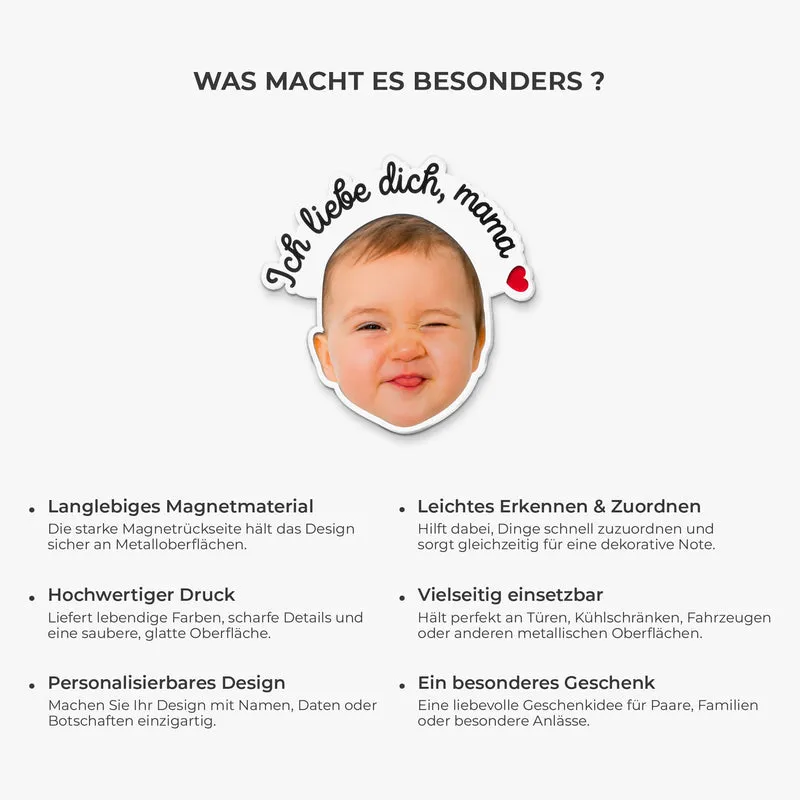 Wir Lieben Dich - Personalisierte Geschenke Kinder | Acryl Magnet Mit Gesicht