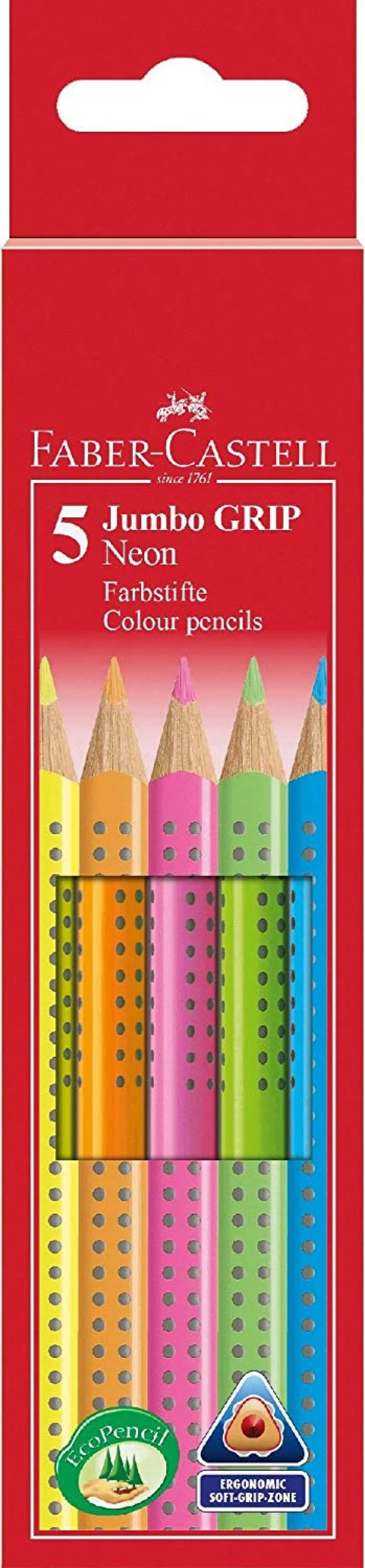 Faber-Castell Jumbo Grip Neon Buntstifte 5er Set
