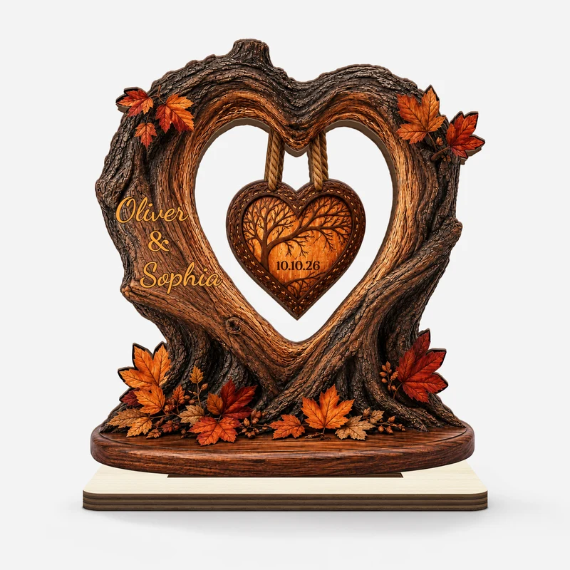 Herbst - Personalisierte Geschenke Paar | Holzaufsteller Mit Standfuß