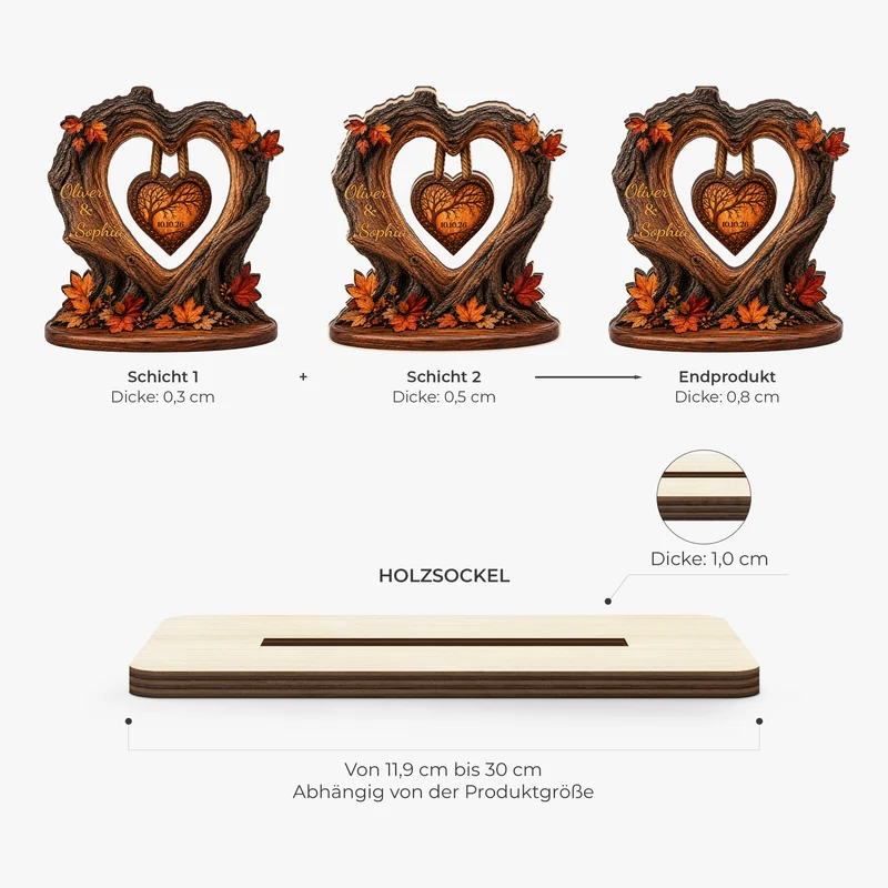 Herbst - Personalisierte Geschenke Paar | Holzaufsteller Mit Standfuß