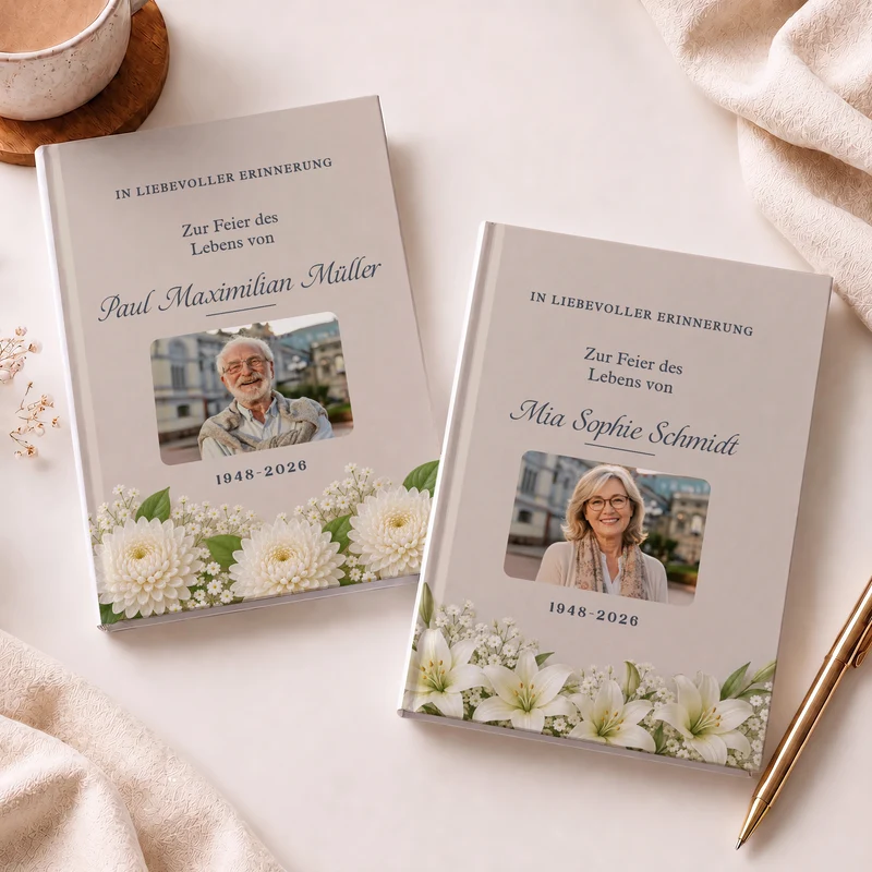 Zur Erinnerung An Das Leben Von - Personalisierte Trauergeschenke | Notizbuch A5 Foto