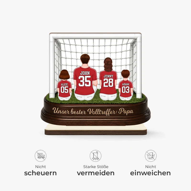 Unser bester Volltreffer Papa Mama Fußballtor - Personalisiertes Geschenk | Holzaufsteller Mit Standfuß