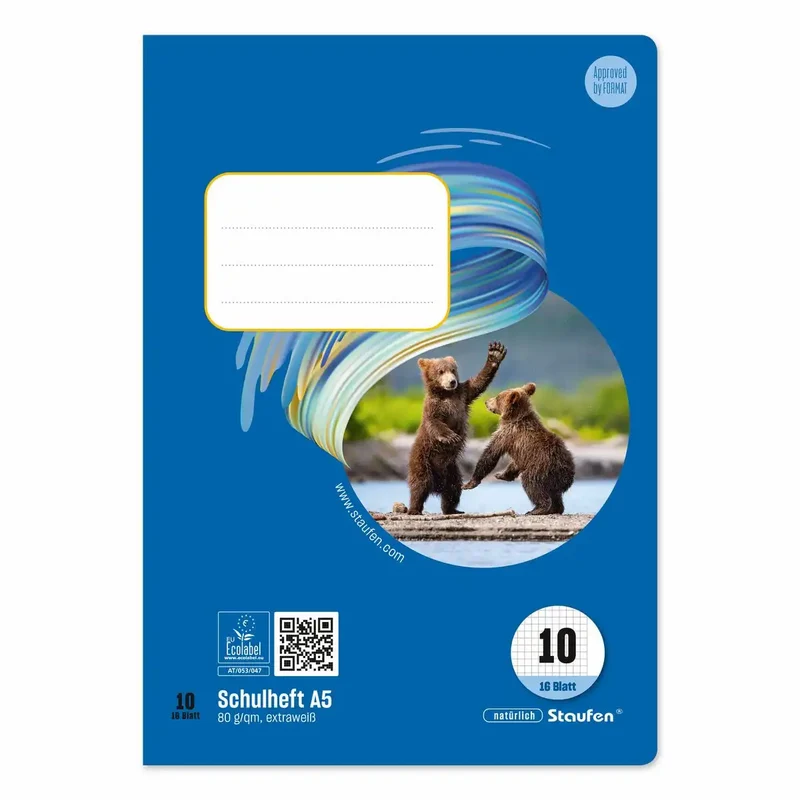 Staufen Schulheft Style Lineatur 10 kariert mit Rand DIN A5 - 16 Blatt
