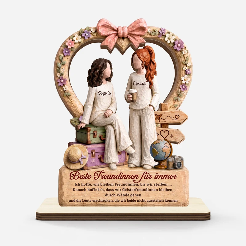 [3D-Optik] Ich Hoffe Wir Bleiben Freunde - Personalisiertes Geschenk | Holzaufsteller Mit Standfuß