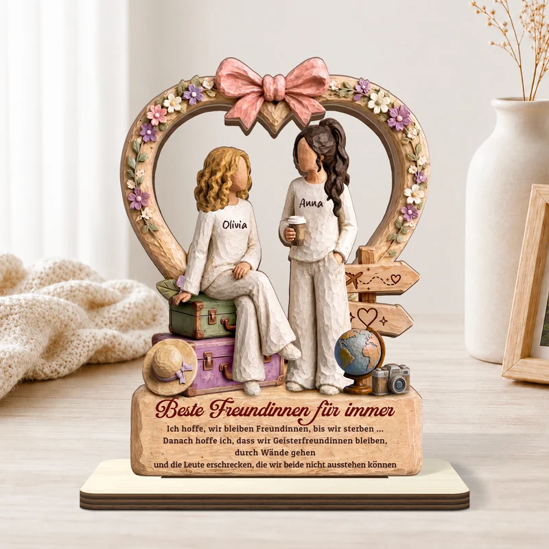 [3D-Optik] Ich Hoffe Wir Bleiben Freunde - Personalisiertes Geschenk | Holzaufsteller Mit Standfuß