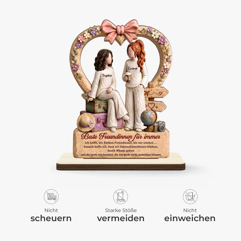 [3D-Optik] Ich Hoffe Wir Bleiben Freunde - Personalisiertes Geschenk | Holzaufsteller Mit Standfuß