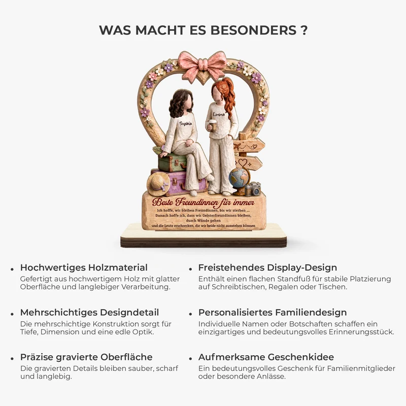 [3D-Optik] Ich Hoffe Wir Bleiben Freunde - Personalisiertes Geschenk | Holzaufsteller Mit Standfuß