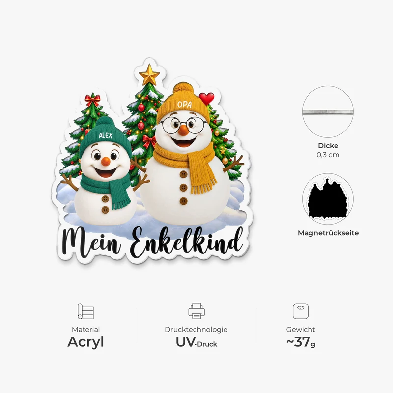 Meine Enkelkinder - Personalisierte Weihnachtsgeschenke Familie | Acryl Magnet