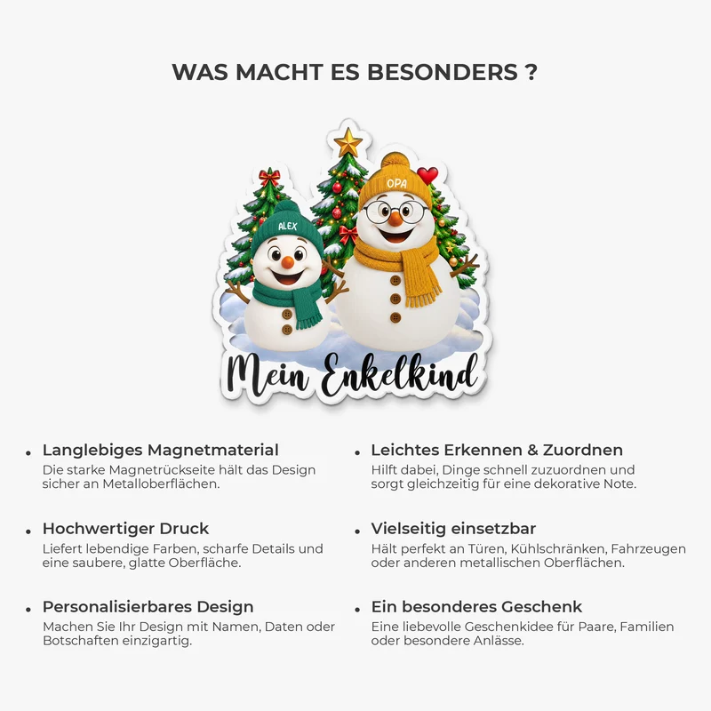 Meine Enkelkinder - Personalisierte Weihnachtsgeschenke Familie | Acryl Magnet