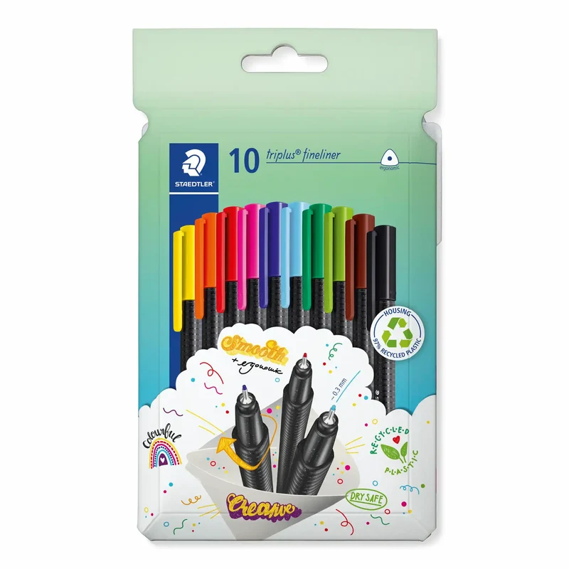 STAEDTLER triplus Fineliner Set - 10 brillante Farben für kreatives Gestalten