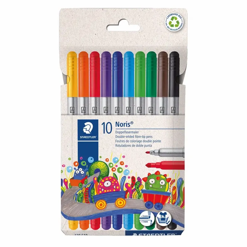 STAEDTLER Noris Doppelfasermaler Set - 10 brillante Farben für kreative Projekte