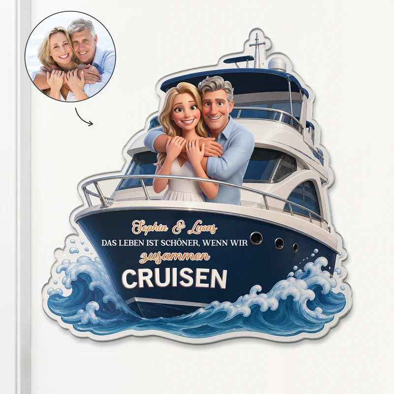 Das Leben Ist Schöner Wenn Wir Zusammen Cruisen - Personalisierte Geschenke Paar | Acryl Magnet Bild Cartoon Umwandeln