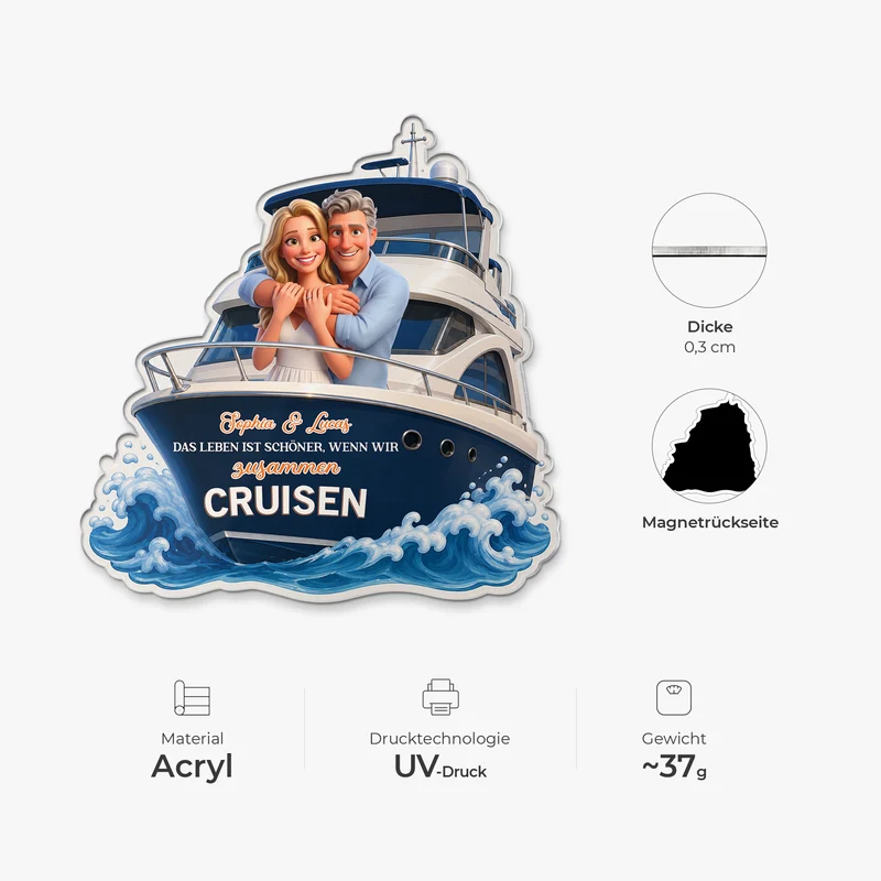 Das Leben Ist Schöner Wenn Wir Zusammen Cruisen - Personalisierte Geschenke Paar | Acryl Magnet Bild Cartoon Umwandeln