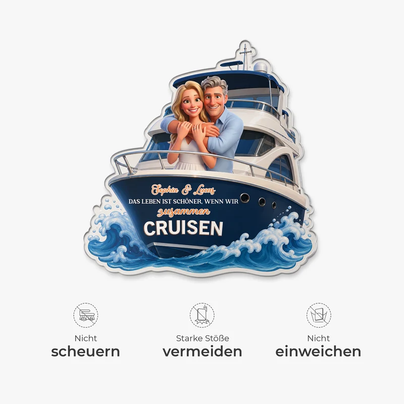 Das Leben Ist Schöner Wenn Wir Zusammen Cruisen - Personalisierte Geschenke Paar | Acryl Magnet Bild Cartoon Umwandeln