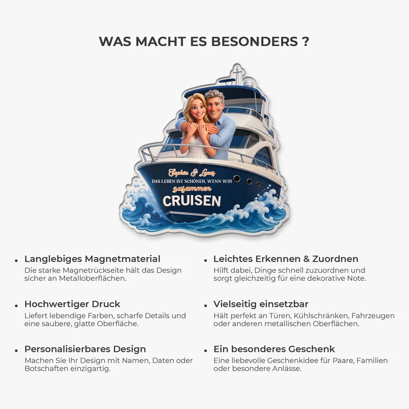 Das Leben Ist Schöner Wenn Wir Zusammen Cruisen - Personalisierte Geschenke Paar | Acryl Magnet Bild Cartoon Umwandeln