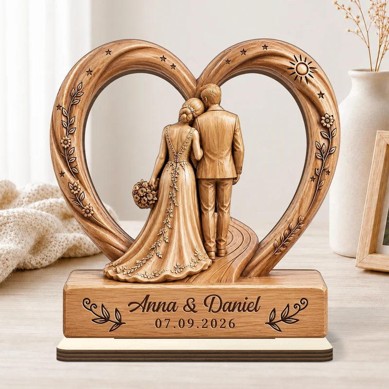 Brautpaar - Personalisierte Hochzeitsgeschenke | Holzaufsteller Mit Standfuß