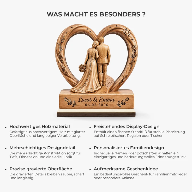 Brautpaar - Personalisierte Hochzeitsgeschenke | Holzaufsteller Mit Standfuß