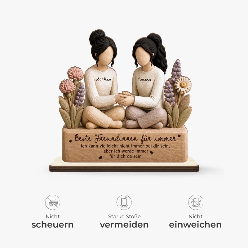 [3D-Optik] Beste Freundinnen Für Immer - Personalisiertes Geschenk | Holzaufsteller Mit Standfuß