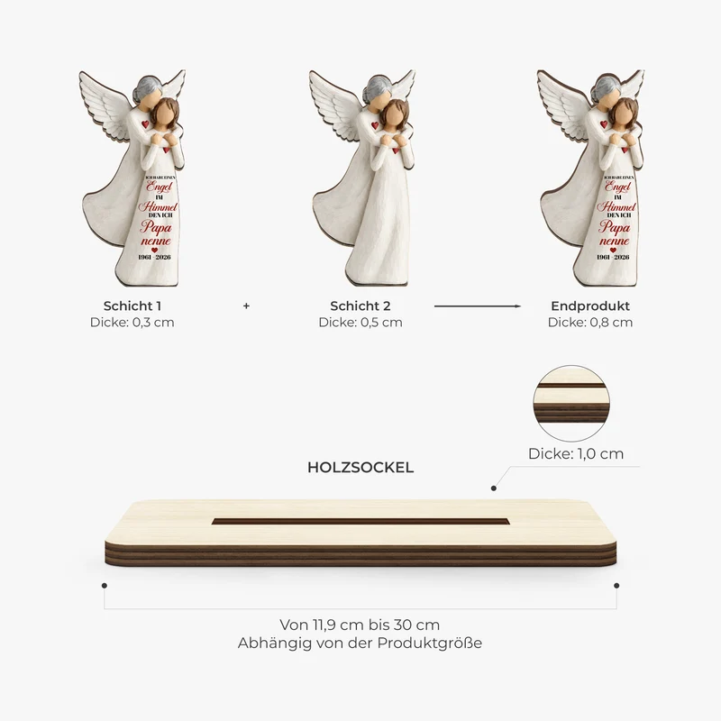 Ich Habe Einen Engel Im Himmel Den Ich Mama Nenne - Personalisierte Trauergeschenke | Holzaufsteller Mit Standfuß