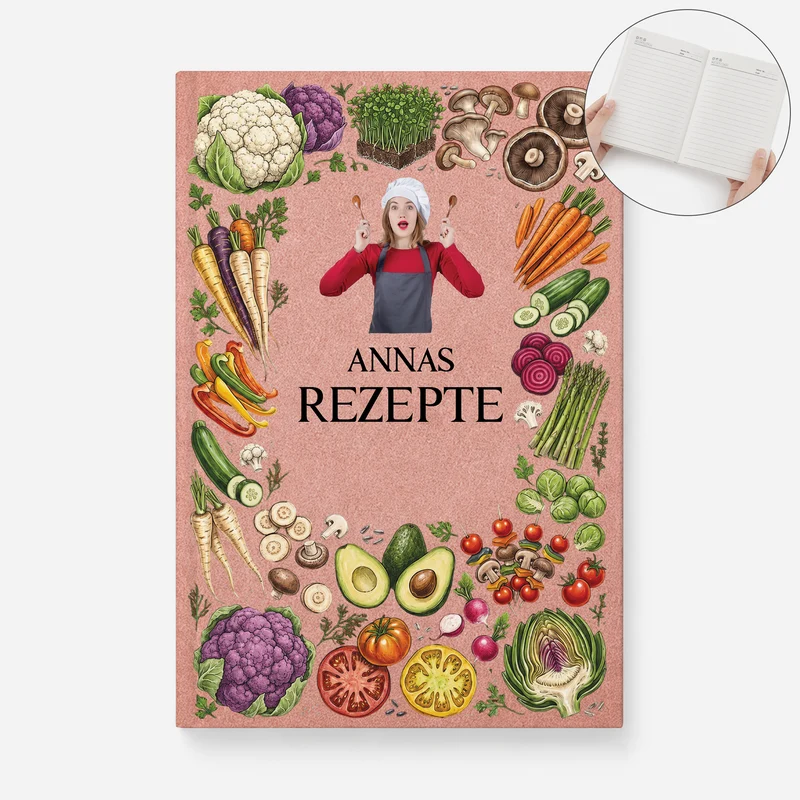 Kochbuch - Personalisiertes Geschenk | Notizbuch A5 Lebensmittel