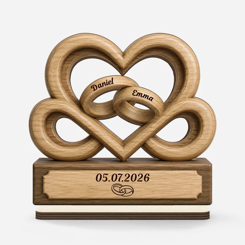 Eheringe - Personalisierte Geschenke Paar | Holzaufsteller Mit Standfuß