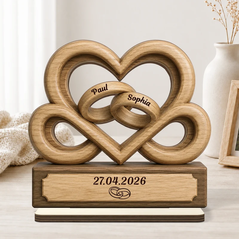 Eheringe - Personalisierte Geschenke Paar | Holzaufsteller Mit Standfuß