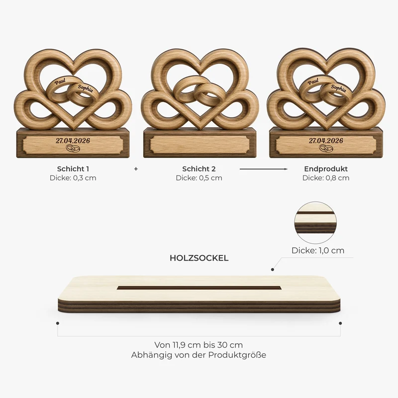 Eheringe - Personalisierte Geschenke Paar | Holzaufsteller Mit Standfuß