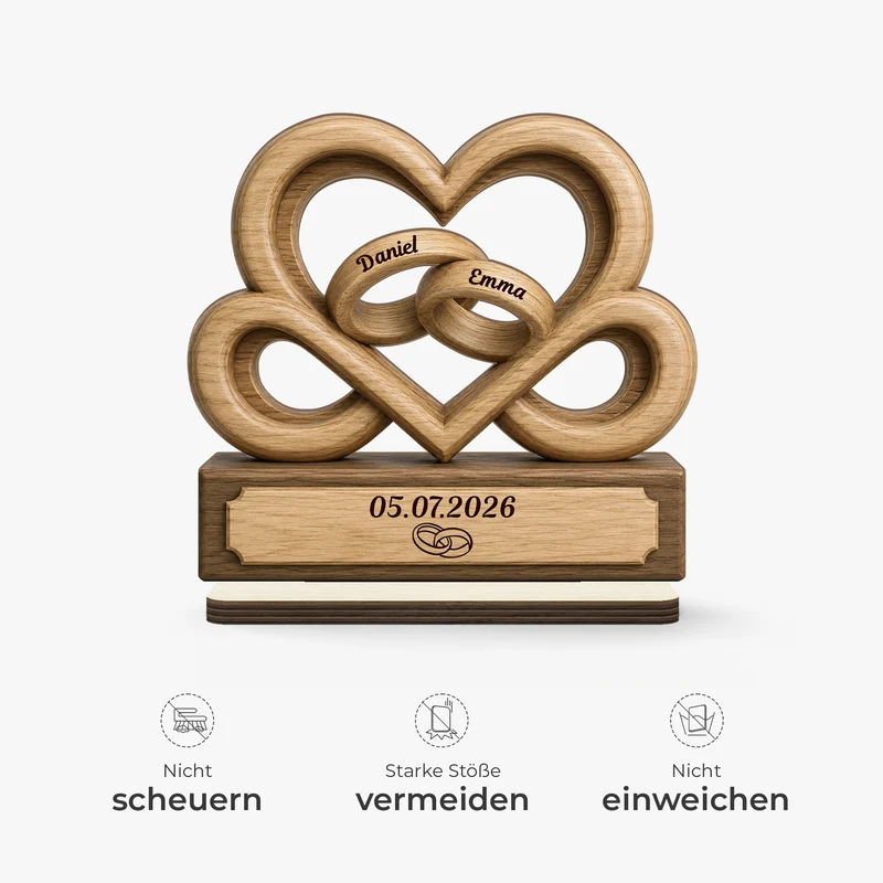 Eheringe - Personalisierte Geschenke Paar | Holzaufsteller Mit Standfuß